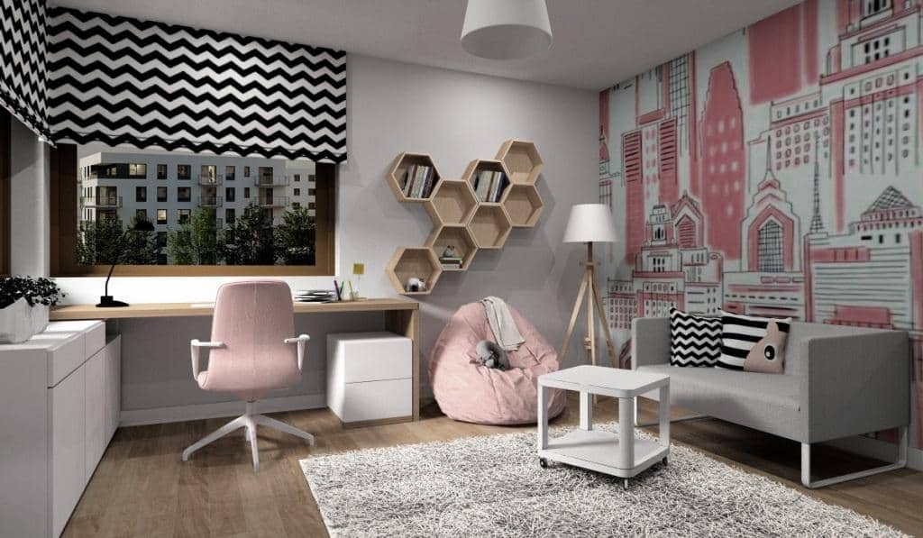 Pokój młodzieżowy dla dziewczyny, fototapeta miasto